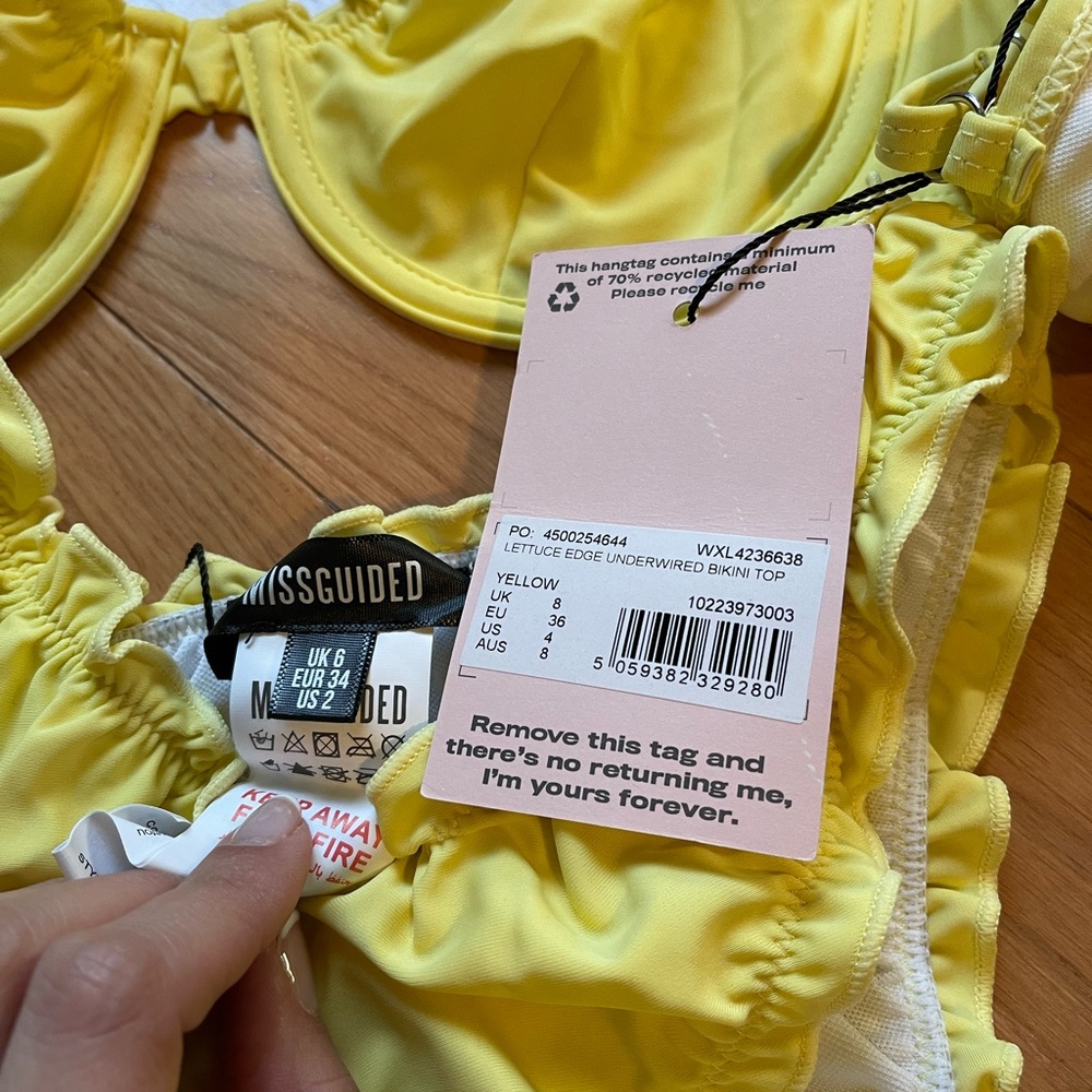 Missguided yellow ruffle bikini